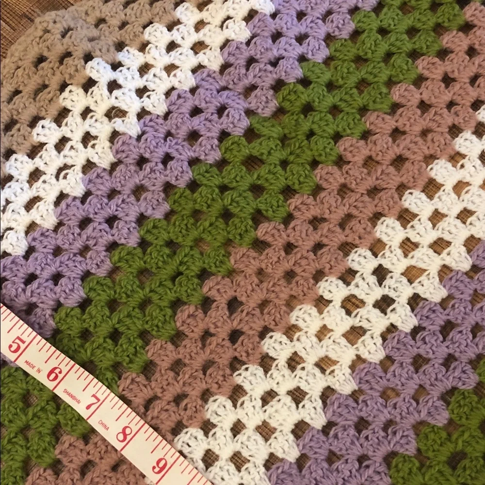 Handmade Multicolor Crochet Blanket 34 inch square